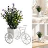 Fake Gypsophila Plant, Rustic Style Pink/Purple Flower Three-Wheel Cart Figurine, Simulated Small Flowers Desktop Home Decor Display Ornament