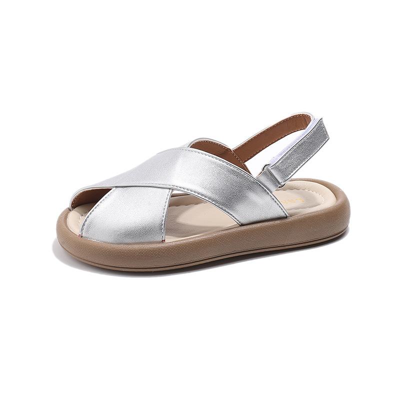

Summer Children Sandals 2025 New Girl Sandals Soft soled Non slip Beach Shoe Versatile Girl Casual Shoes Comfort Girl Flat Shoes 21insole13.5cm серебряный