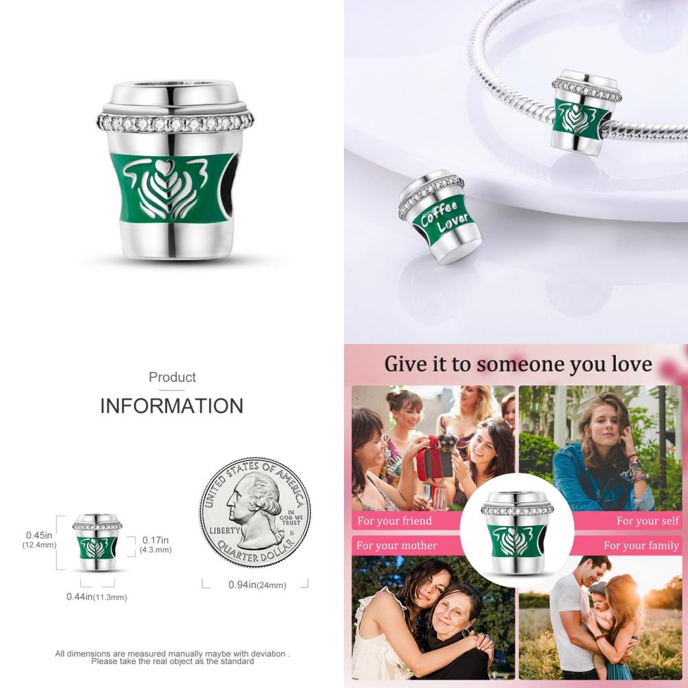 High Quality Copper Teacup Coffee Pendant Beads Fit Original Fine Bracelets Charms Diy Women Jewelry Making