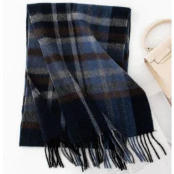 Plaid Scarf for Women 100% Wool Shawl All-Match Tassel Warm Comfortable Luxury Clothes New Fashion Autumn Winter Scarves