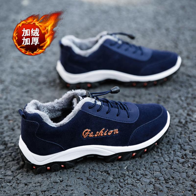 Модная зимняя обувь мужская мех теплая новая мужская обувь плюшевая противоскользящая — фото 5