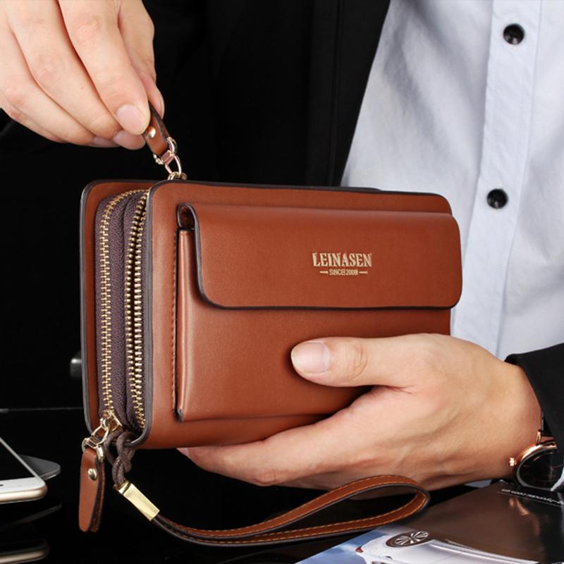 Men Clutch Bag Men's Long Purse Large Capacity Men's Wallets Cell Phone Pocket Passcard Pocket High Quality Wallet Bags