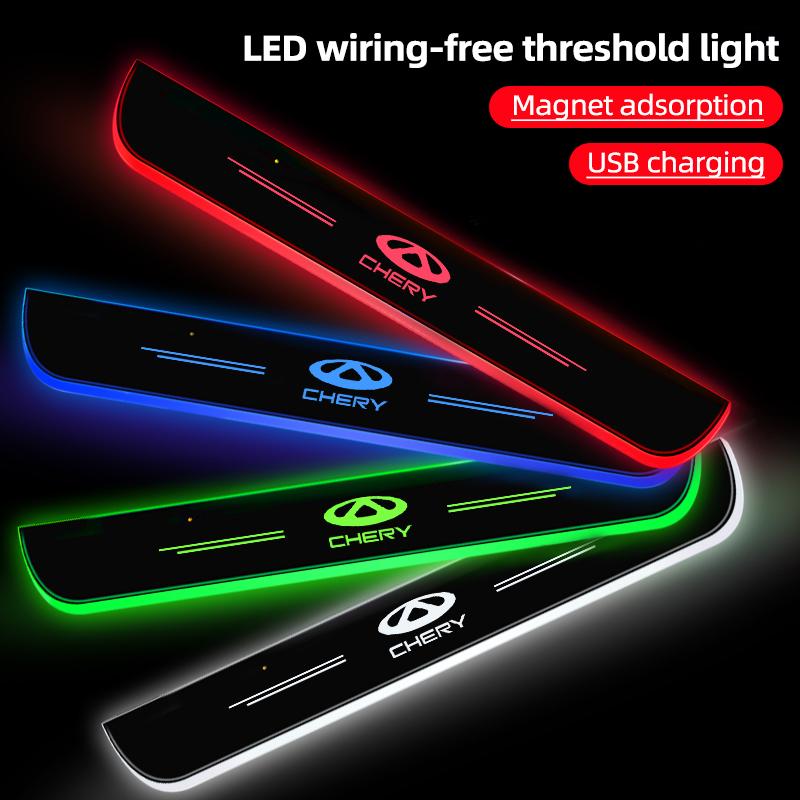 Suitable for Chery Fengyun QQ Tiggo T11 A1 3 5 M11 PRO8 custom LED logo car welcome pedal anti-scratch threshold light