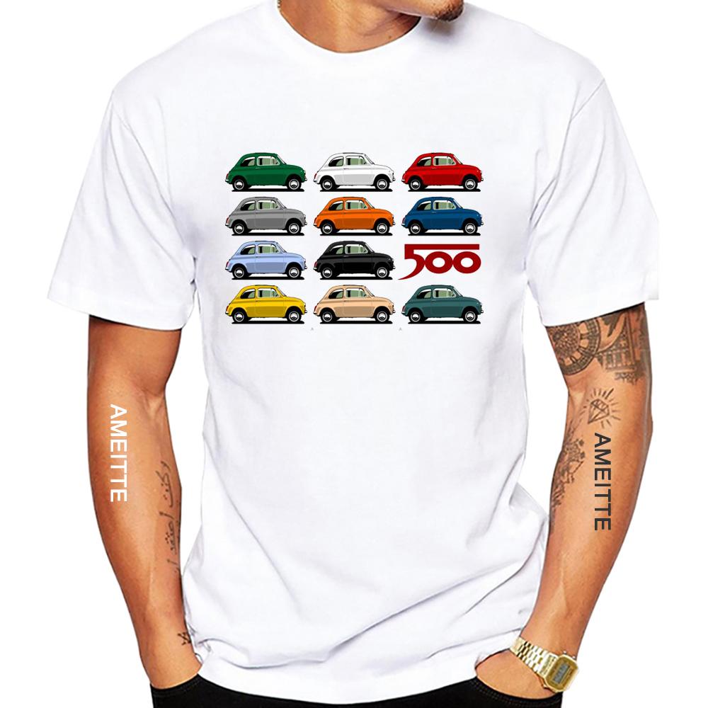 New Summer Fashion Men Short Sleeve Fiats500 Fiats Cinquecento Car T-Shirt Vintage Hip Hop Boy Casual White Tees Car Legend Tops