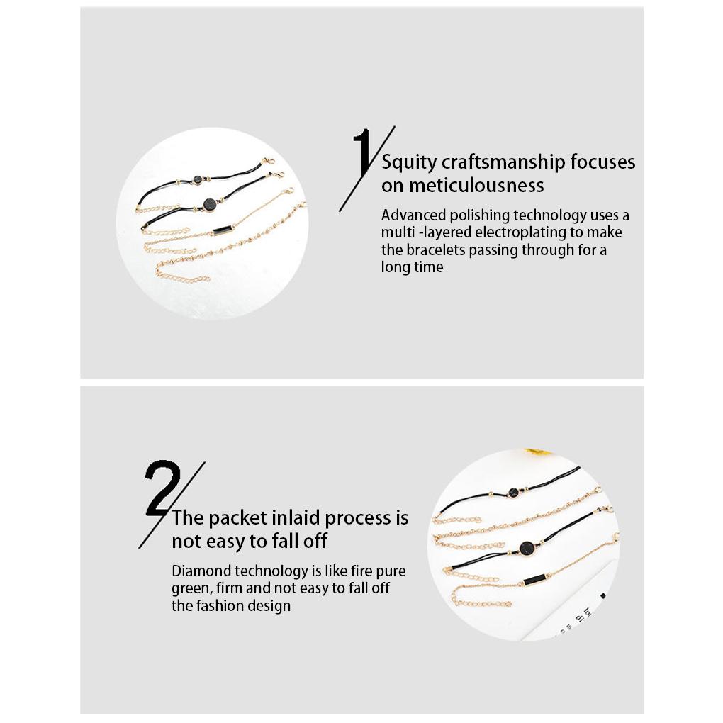 4Pcs Bracelet Round Zircon Fashionable All-match Bracelets Modern Jewelry Delicate Chains Women Gifts Accessories