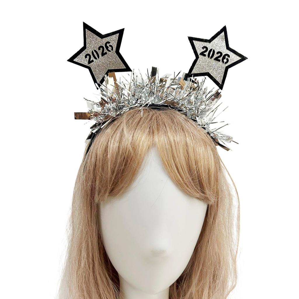 Glitters Tinsel Headbands Happy New Year 2026 Star Shape Practical Comfortable For Festival Event And Gatherings