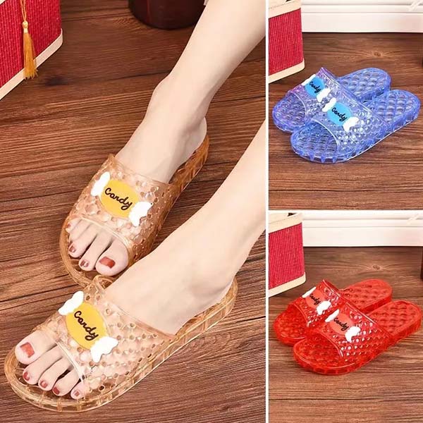 WTEMPO PVC Summer Flat Heel Breathable Cool Thick Slippers Women Large Size Casual Non Slip Wear-resistant Slippers
