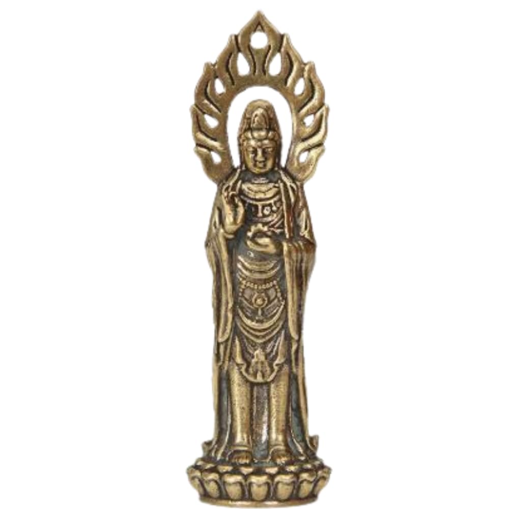 

ORIJIRI Miniature Buddha Statue, Kannon Bodhisattva, Brass, 6cm Tall, Protective Principal Deity, Prayer, Protection from Evil