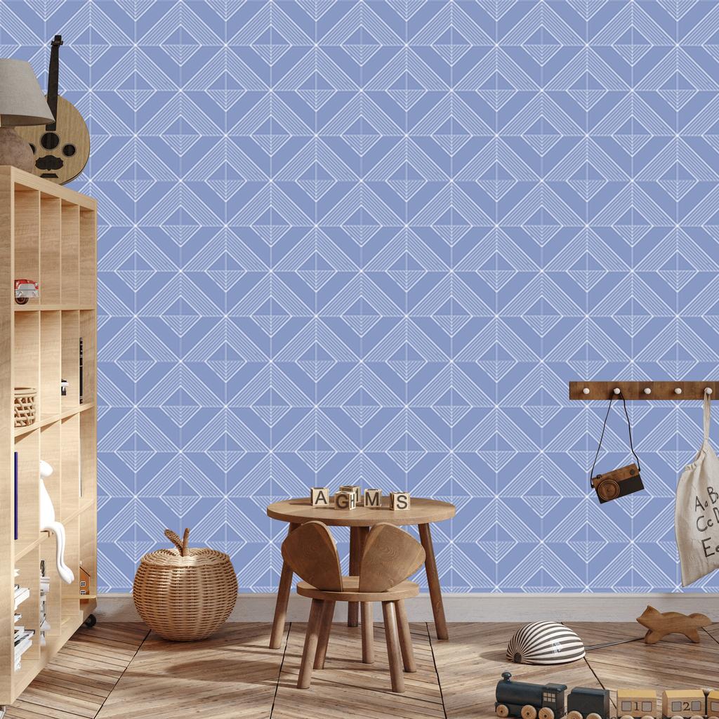 Wallpaper Geometric Rhombuses Blue, Blue Center 50x1000