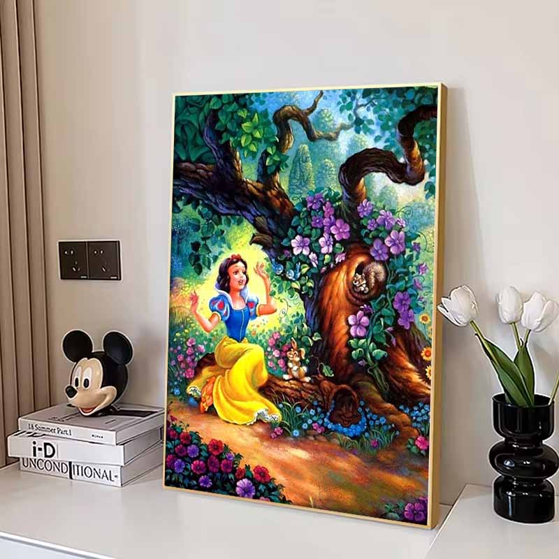 Disney Diamond Painting Snow White and The Seven Dwarfs Forest Healing Illustration 5D Diamond Painting Art Embroidery Cross Stitch Room Decoration