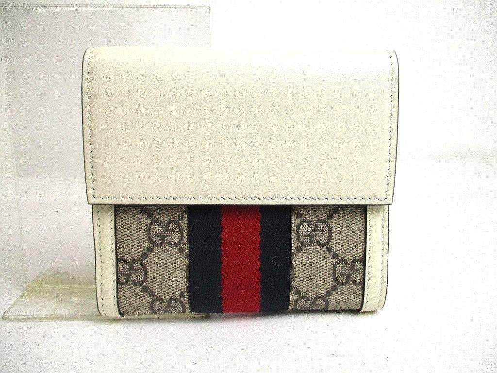 Authentic GUCCI GG Jackie 1961 White Leather Bifold Wallet Compact Wallet #a484  Open Box
