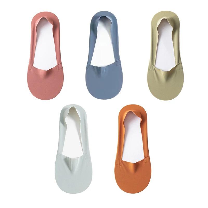 

5Pairs Women Socks Breathable Invisible Silicone Non-slip Solid Color Boat Sock Comfortable High Quality No-Show Sox Ultra-thin One Size