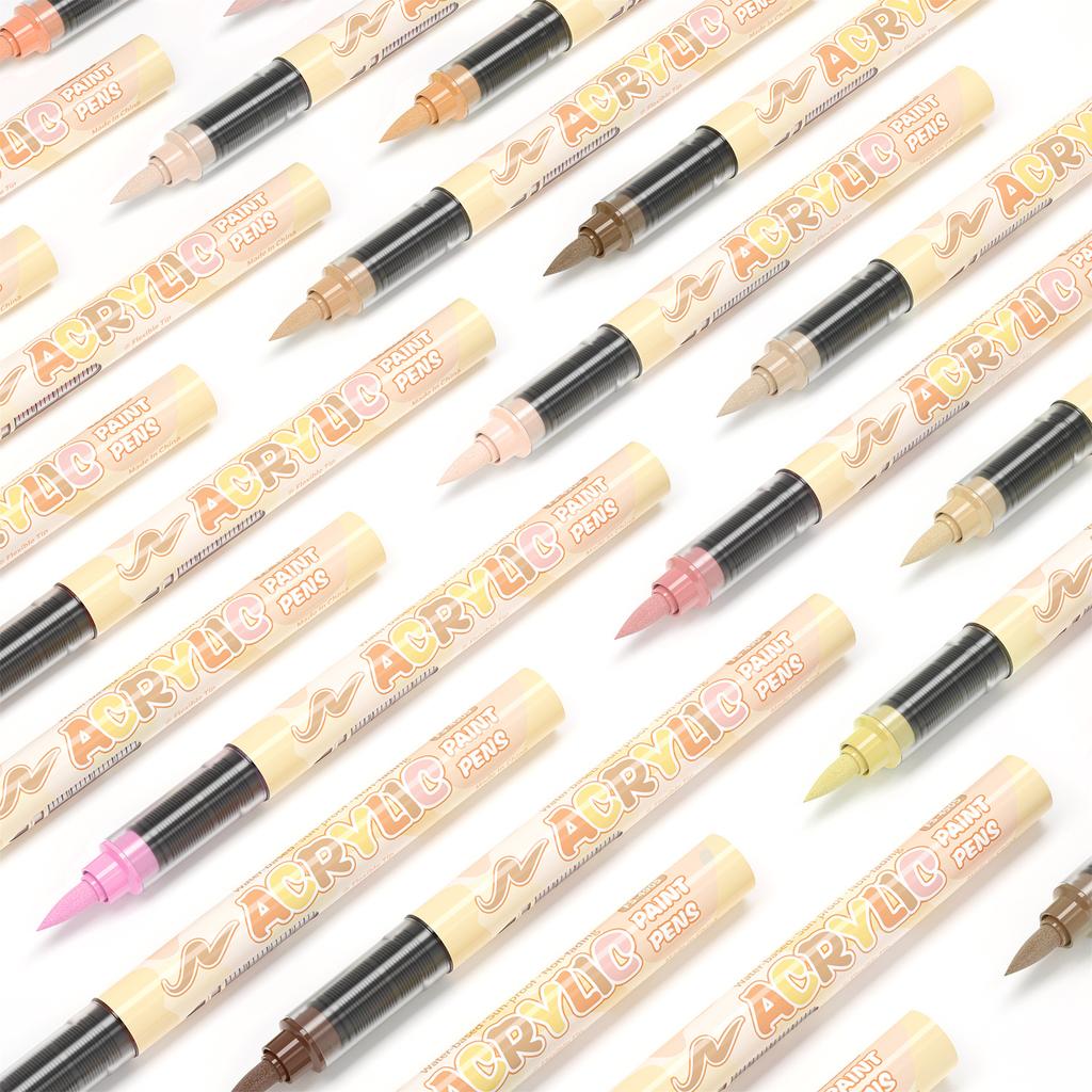 XinyiArt Direct Liquid Skin Color Acrylic Marker Soft Head Press-free Art Painting Skin Tone Paint Pens with Waterproof for Rock