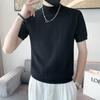 Men's Slim Fit Half Turtleneck Short Sleeve Knit Sweater - Spring/Autumn Solid Color Casual Top