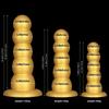 Gold Silicone Soft Bead Anal Plug Extra Large 5-Bead Dilator for Men & Women Prostate Massager Butt Plug Dildo Adult Sex Toy