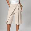 Falda-pantalón de mujer cruzada con cinturón, de imitación, de pierna ancha, para uso Business Casual