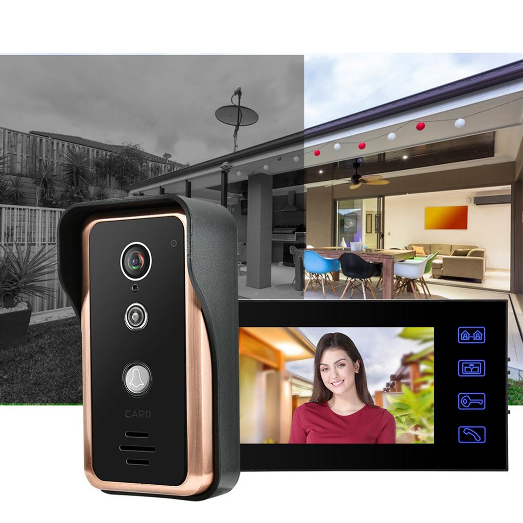 2 Monitor RFID IR Camera 7in Wired Video Intercom with Electric Control Lock