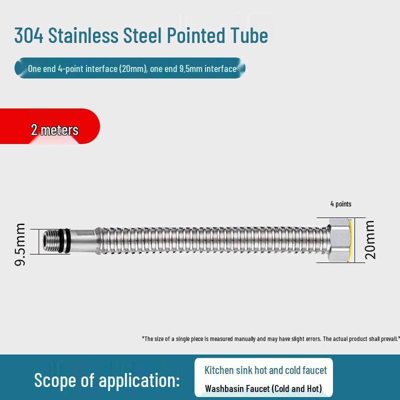 304 Stainless Steel Corrugated Explosion-Proof Hose for Hot/Cold Water Faucets and Sinks