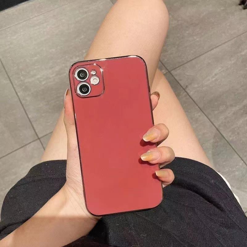 Applicable To iPhone16 Mobile Phone Case 12 Simple Apple 15Pro Anti-drop 11 Protective Case 8 Electroplated 14 Silicone Soft Case