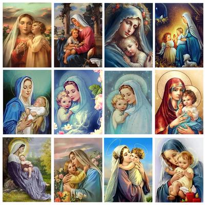Madre Maria e Gesù Bambino Diamante Pittura Religione Cristiana Maria Punto Croce Kit Ricamo Arte Decorazione Casa Artigianato Regalo
