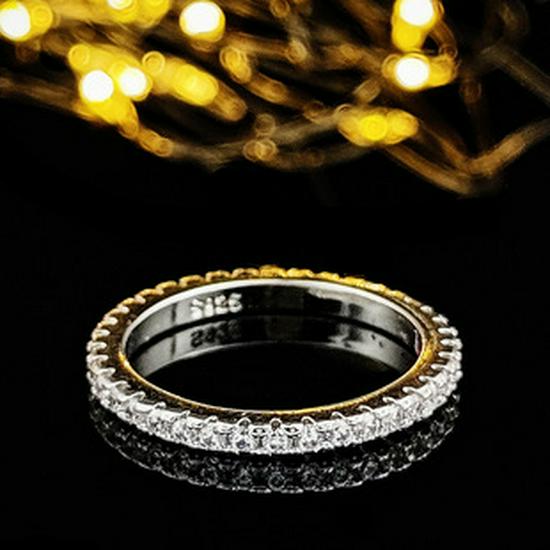 Shein Multi-Row Luxury Zircon Eternity Ring R5579 for Women