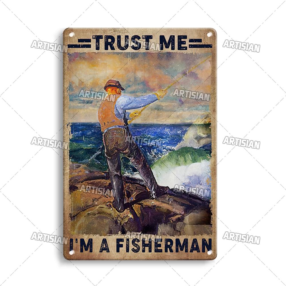 Rzemieślniczy Połów Ryb Metalowy Znak Sportowy Plakat Cyna Przynęta Dekoracyjny Talerz Dekoracja Ścienna Garaż Bar Pub Klub Hotel Kawiarnia Kuchnia Dom