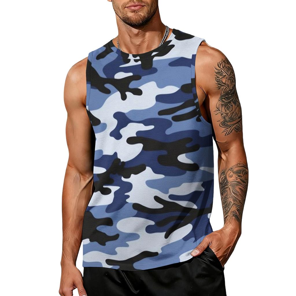 Men's casual trend camouflage printed vest - Men's sporty breathable sleeveless top