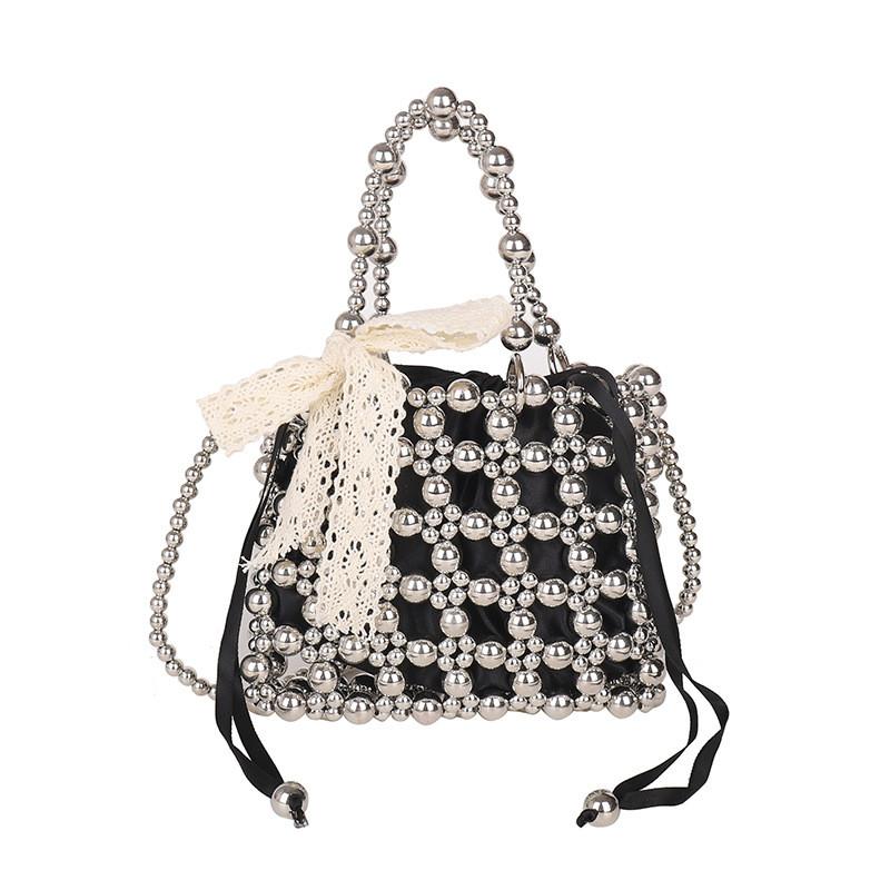 Pearl Woven Mini Shoulder Bag For Summer Elegant Women Pvc Jewelry Detailing