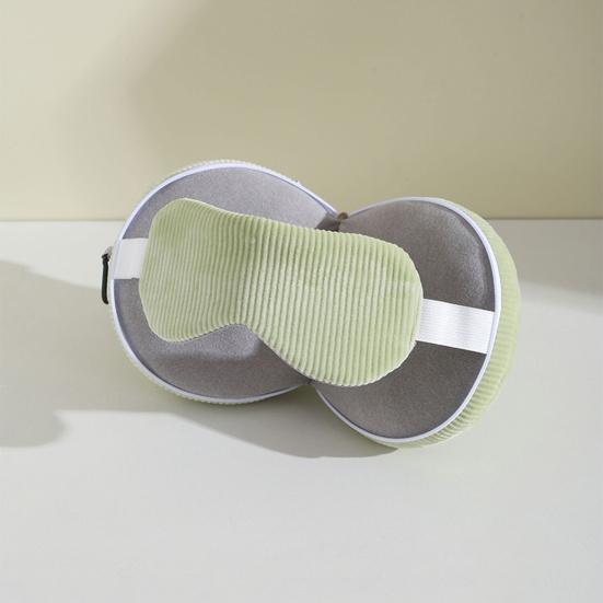 Yousheng Travel Neck Pillow with Eye Mask 2-in-1 Portable Neck Support Pillow Zippered Foldable Pillow with Carabiner for Neck Pain Relief Flights Car