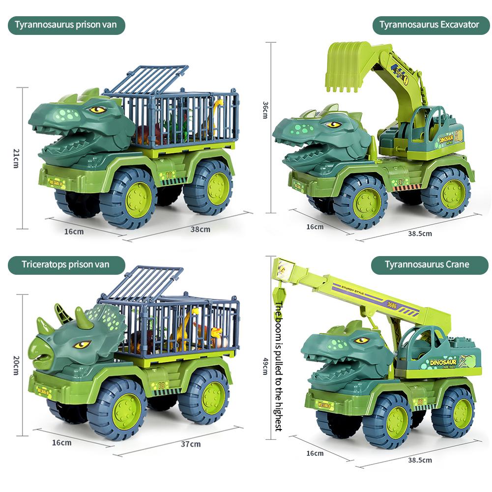 Children Dinosaur Engineering Car Toys Kids Large Size Transport Excavator Vehicles Carrier Truck Toy Pull Back Vehicle Gifts