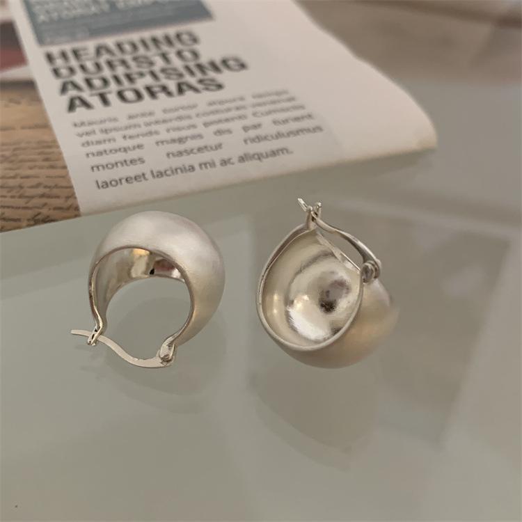 925 Silver Korean Geometric Ball Drawing Earrings Simple Temperament Exquisite Sexy Jewelry Gift Hoop Earrings