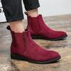 Winter Velvet Warm Martin Boots Men's British Style Short Boots Autumn and Winter Pointed Chelsea Boots High-top Leather Shoes Leather Boots