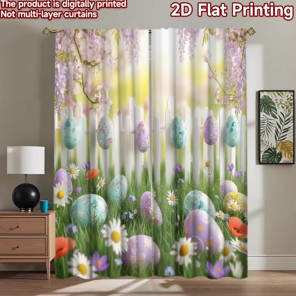 2D flat Photography Backdrop Background Banner Easter Eggs in Garden 100% Polyester Festive Holiday Perfect for Suitable for