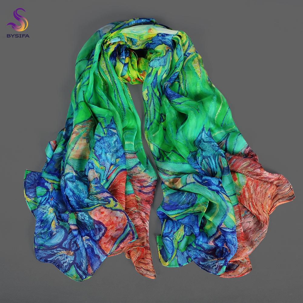 BYSIFA| Pink 100% Natural Silk Scarf Bufanda Women Elegant Chinese Style Peony Design Summer Long Scarves Beach Shawl Accessory