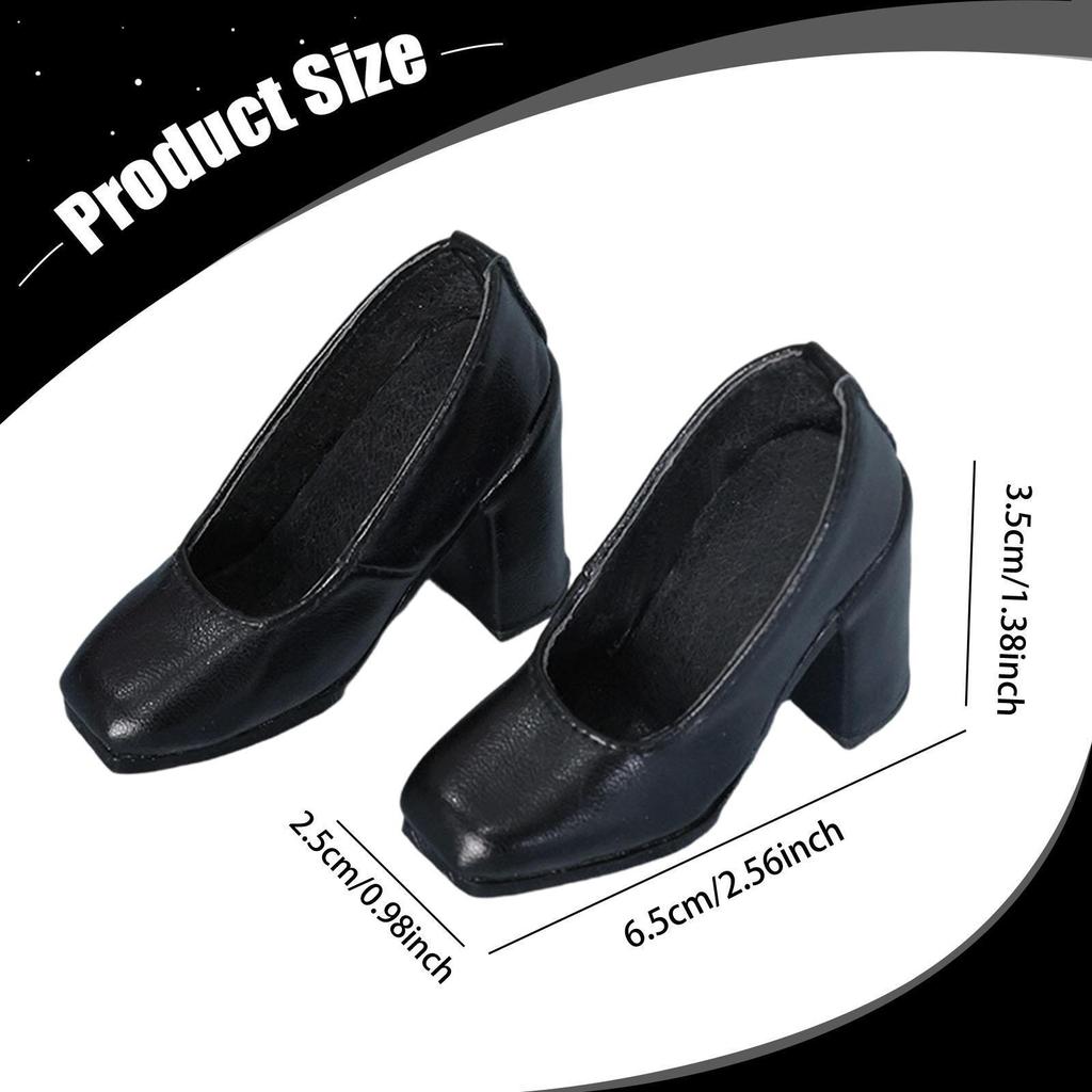 1/3 Scale BJD Doll Shoes Mini High Heeled Dress up Accessories PU Leather Black 24 inch
