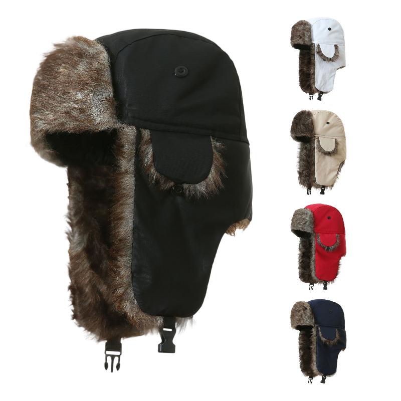 Men'S Warm Soldier Hat Winter Pilot Patrolman Earmuffs Polyester Fiber Warm  Ski Hat Windproof Cold Hats