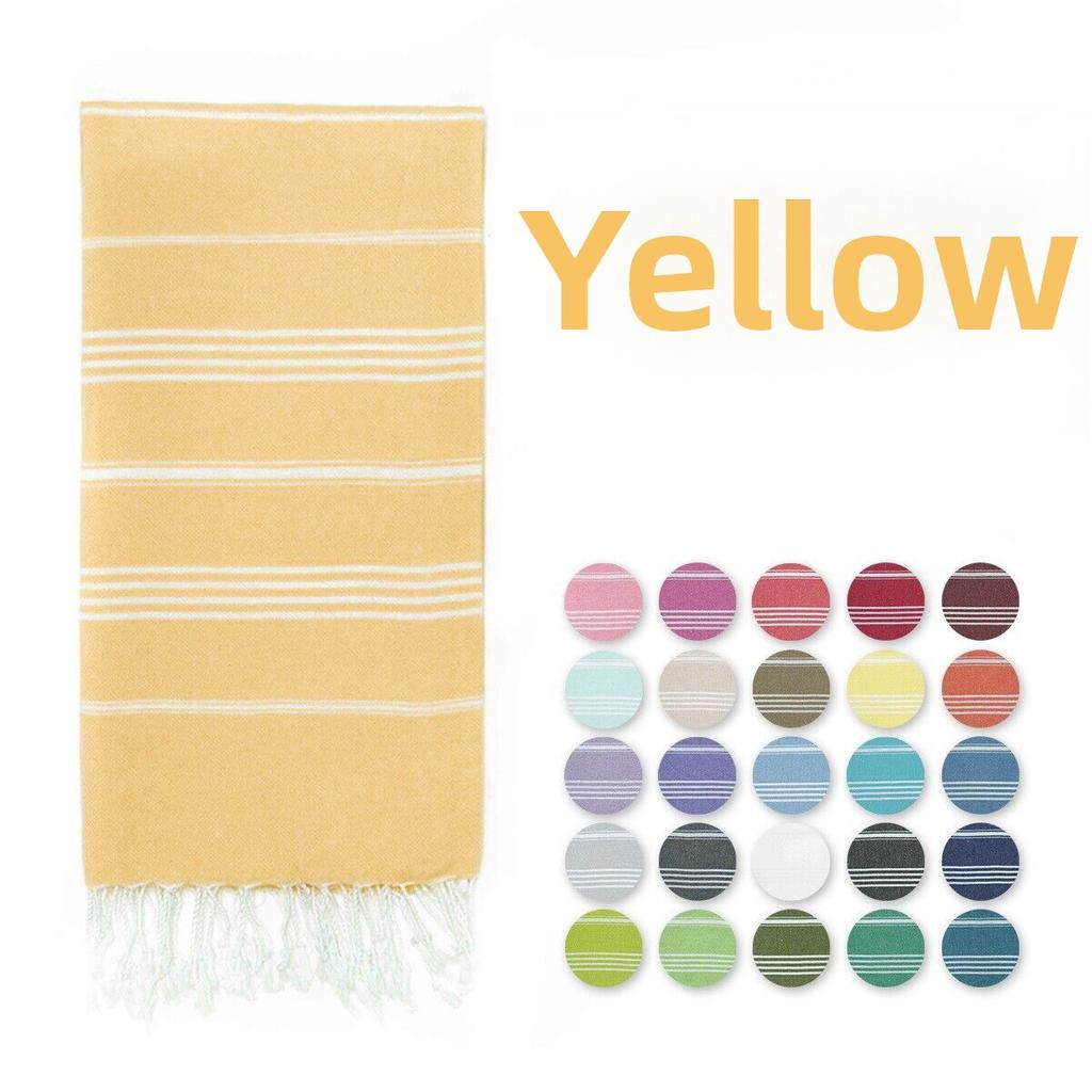 Woven Cotton Blanket Outdoor Blanket Foreign Trade  Beach Towel Color Bath Towel Tassel Striped Polyester Cotton Beach Towel