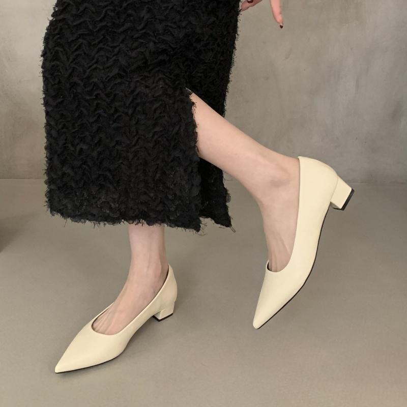 Fashion Bailamos New Brand Women Pumps Shoes Fashion Pointed Toe Shallow Slip On Dress Single Shoes Ladies Square Heel Dress Sandals Mu