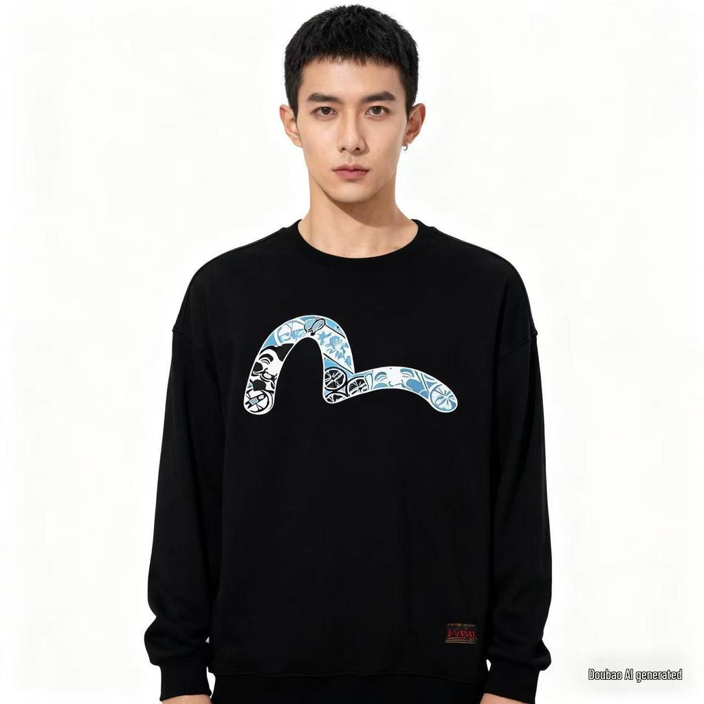 Hanorac Casual Unisex cu Gât Rotund și Imprimeu Fukujin - Tendință Toamnă 2025 YT0088