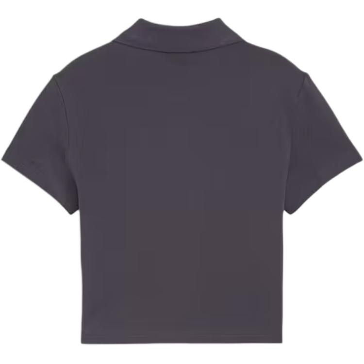 Puma Classics Polo Baby Tee Solid Color Casual Slim Fit Short Sleeve Polo Shirt Women Tops Black 628048-01