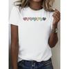 Hearts Gradient Print Crew Neck Sleeve for Spring Summer Women'S Clothing Summer Short Sleeved Streetwear Tops