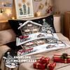 3pcs Christmas cottage print coreless duvet set multi size bedroom bedding holiday decoration soft  machine washable