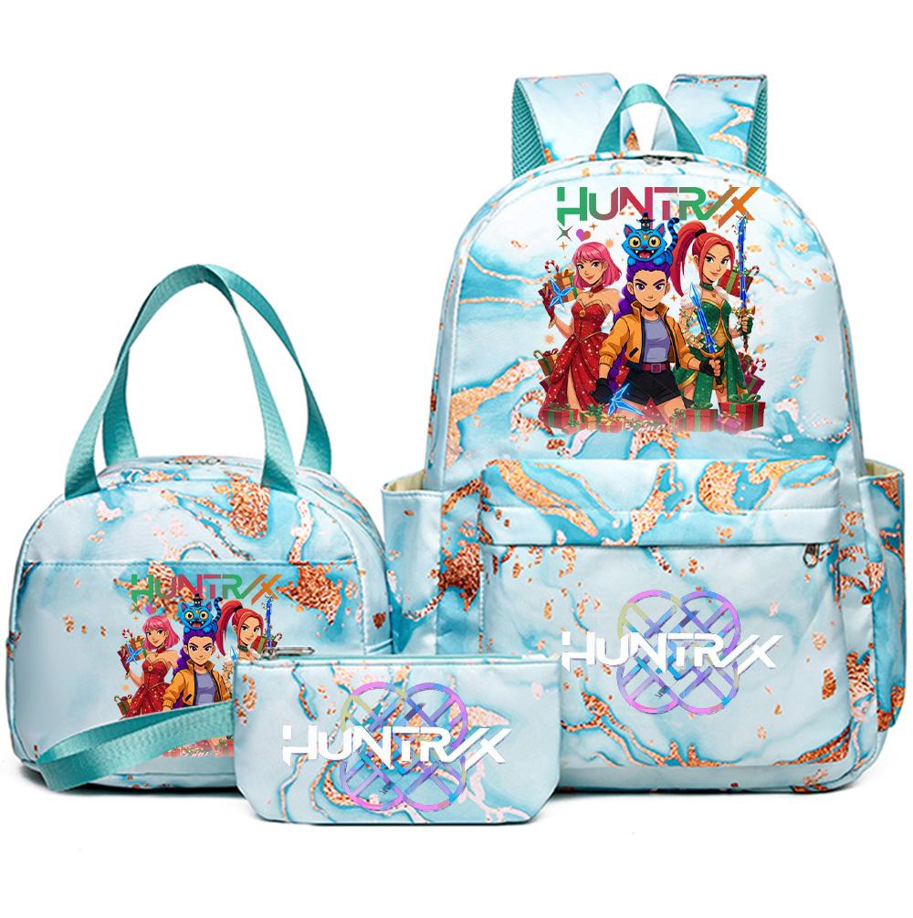 3Pcs/set Christmas Kpop Printed Backpack with Handbag Pencil Case for Teenager Student Girl Boy Bookbag Schoolbag Large Capacity Travel Bag Kid Gift