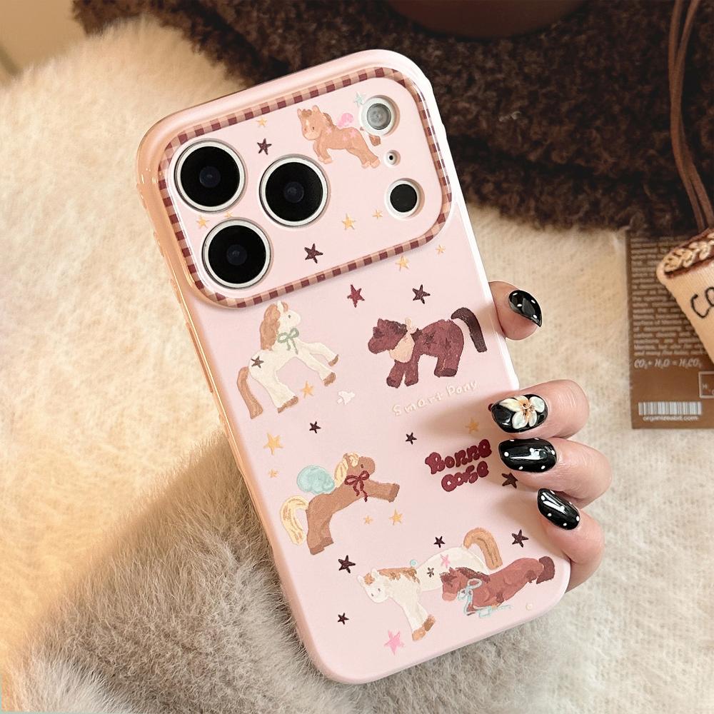 Cute Pink Pony Phone Case for IPhone 16, IPhone 17 Pro Max, and IPhone 14 with A Chain