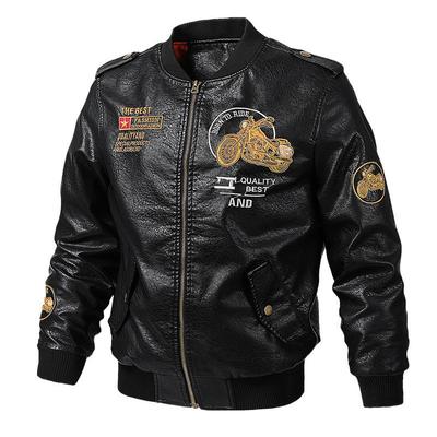 Spring and Autumn Men's Locomotive Leather Jacket Washed PU Leather Jacket Trendy Men's Leather Jacket