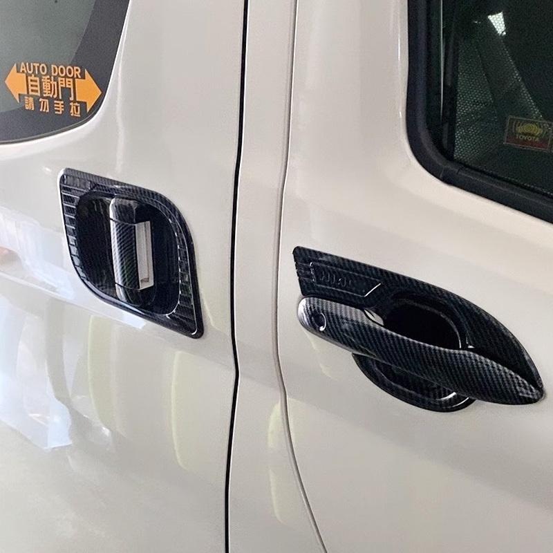 Abs Carbon Fiber Chrome Door Handle Molding Trim Cover For Toyota Hiace 2019-2025 H300 Series