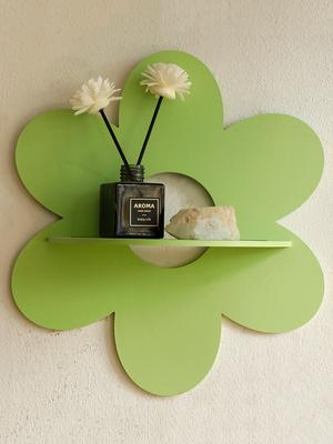 Prateleira de cristal de flor, exibição, prateleira de parede flutuante boho para quartos, sala de estar, prateleiras de madeira de parede estéticas, decoração para casa