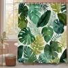 Grönt Löv Duschdraperi, Palmblad, Bananblad Badrumsdekor, Vattentätt Polyester Duschdraperi, Heminredning Duschdraperi