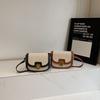 Summer new Korean niche contrasting color shoulder messenger bag fashionable retro saddle bag versatile underarm bag