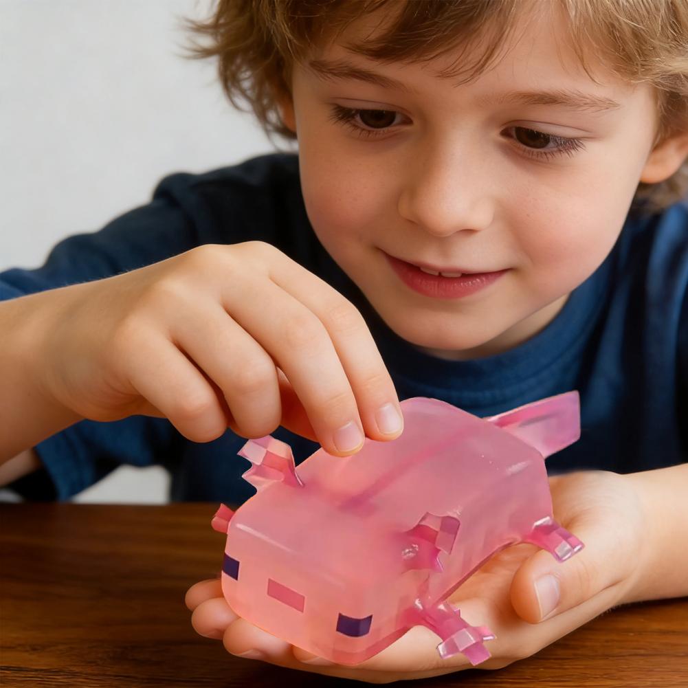 Translucent Axolotl Squeeze Toy Cute Axolotl Squeeze Toy Pink Pixel Style Stress Relief Fidget Toy Soft Gift For Kids Adults